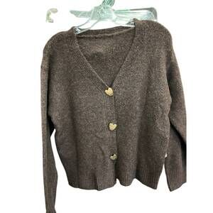 NEW LITTLE DAISY CLOSET women's chunky knit button sweater in coffee bean